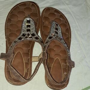Stylish Brown Beaded Sandals